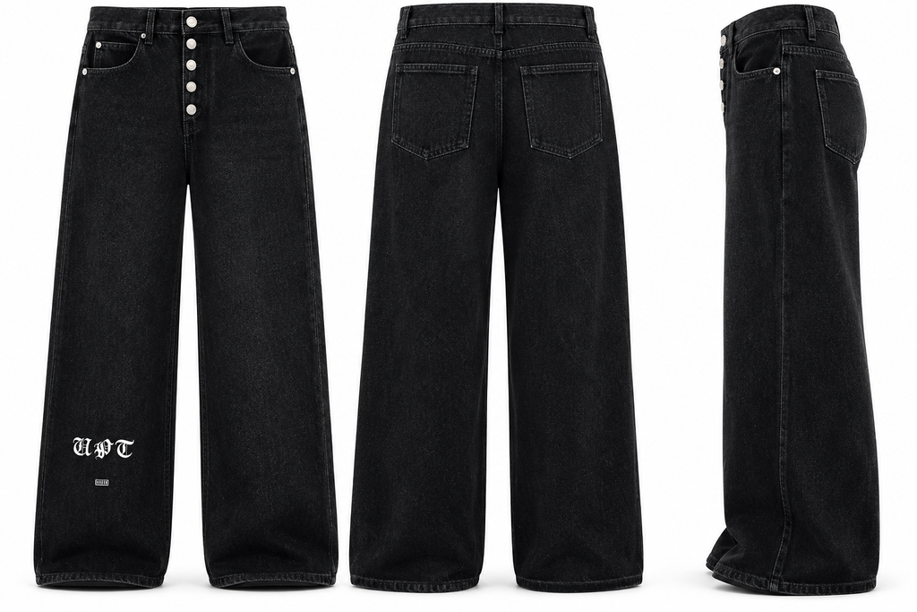 Men's Vintage Wash Wide Leg Denim Jeans
