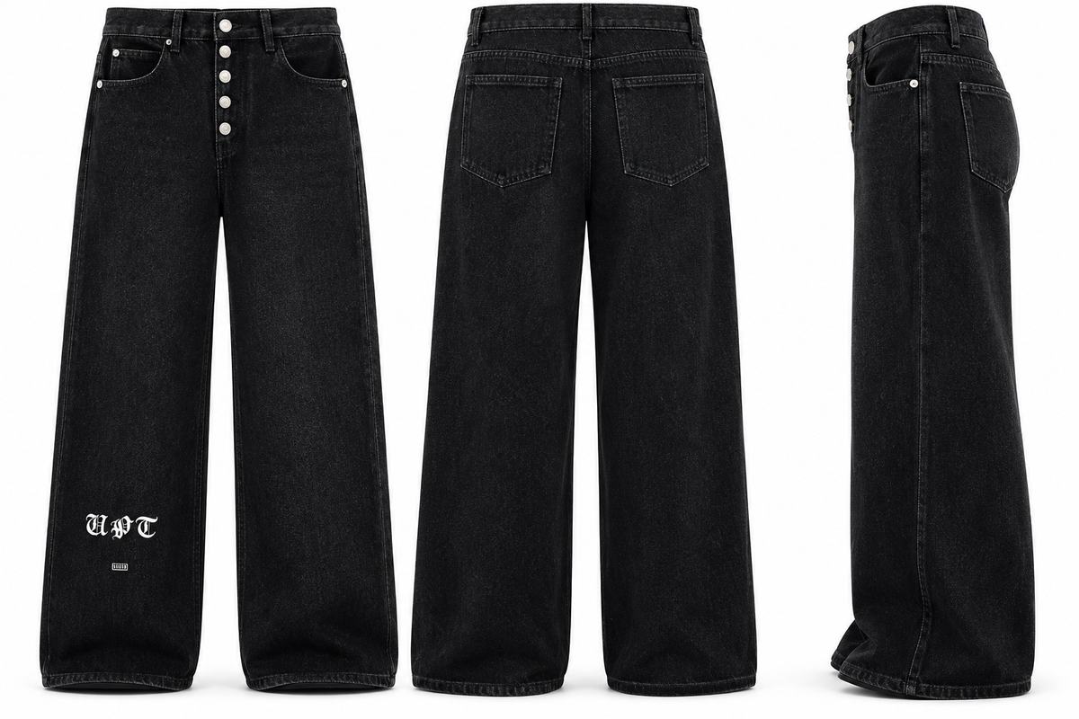 Men's Vintage Wash Wide Leg Denim Jeans